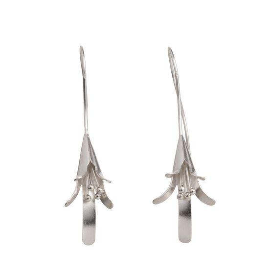 Silver lily drop earrings